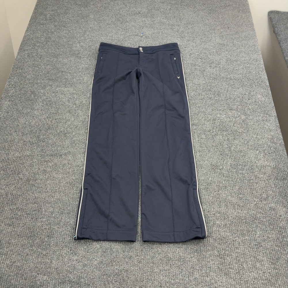American Eagle Track Pants Womens 4 Navy Blue Polyester Side Stripe Athletic Y2K